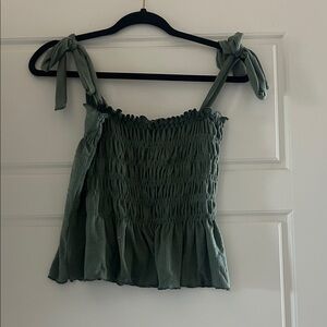 Altar'd State Olive Smocked Crop Top